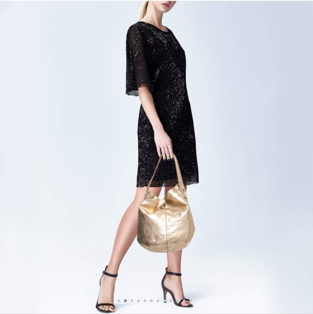 CAPRI" YVES SAINT LAURENT GOLDEN LEATHER BUCKET BAG